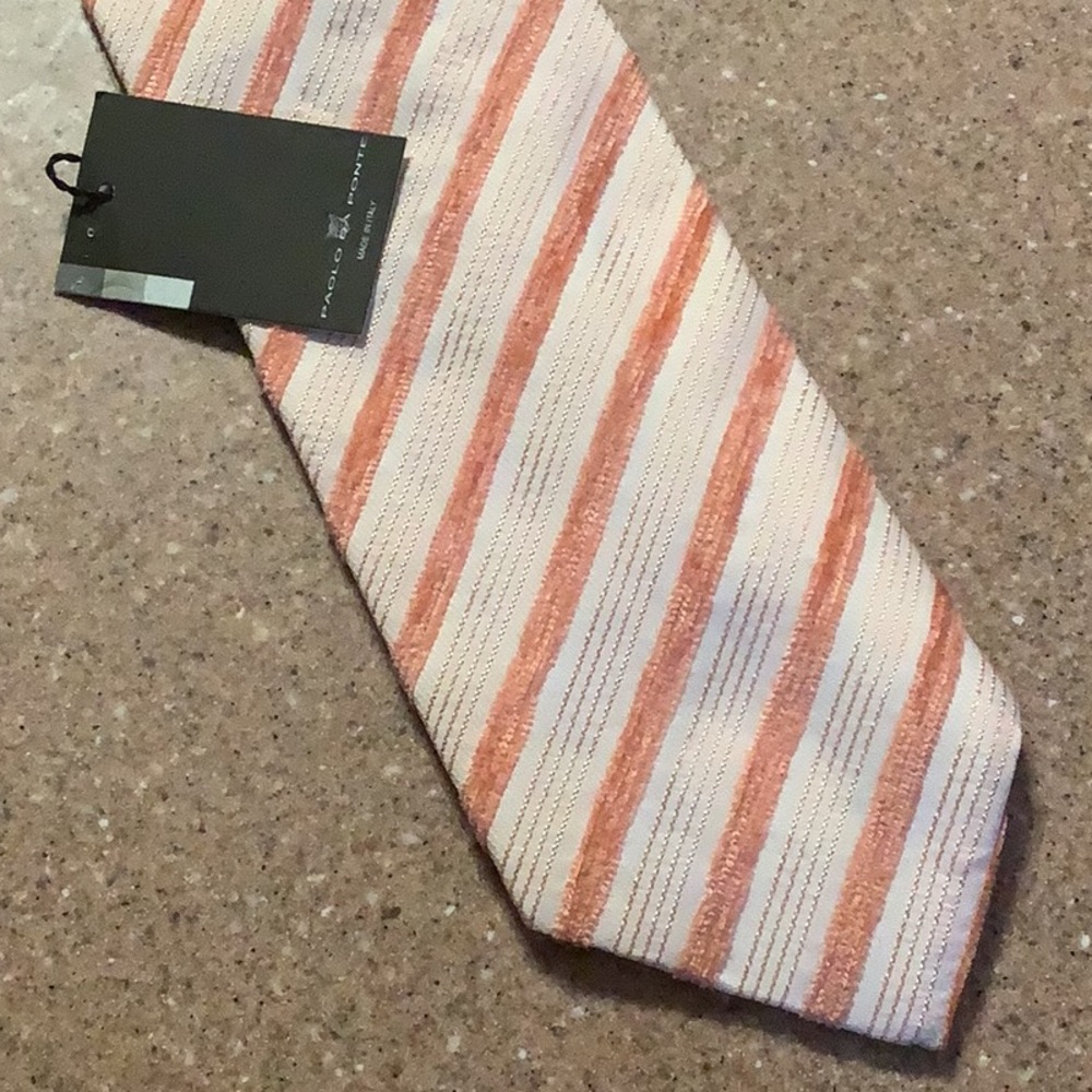 NWT sherbet color striped tie velour Paolo Da Ponte Italian